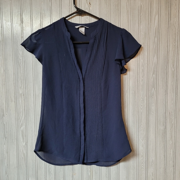 Women'S Navy Blue Embroidered Semi-Sheer Top1 main image 0